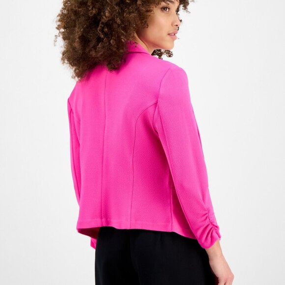 Bar III Petite 3/4‑Ruched Cuff Sleeve Shawl‑Collar Blazer NWT MP - Picture 4 of 4